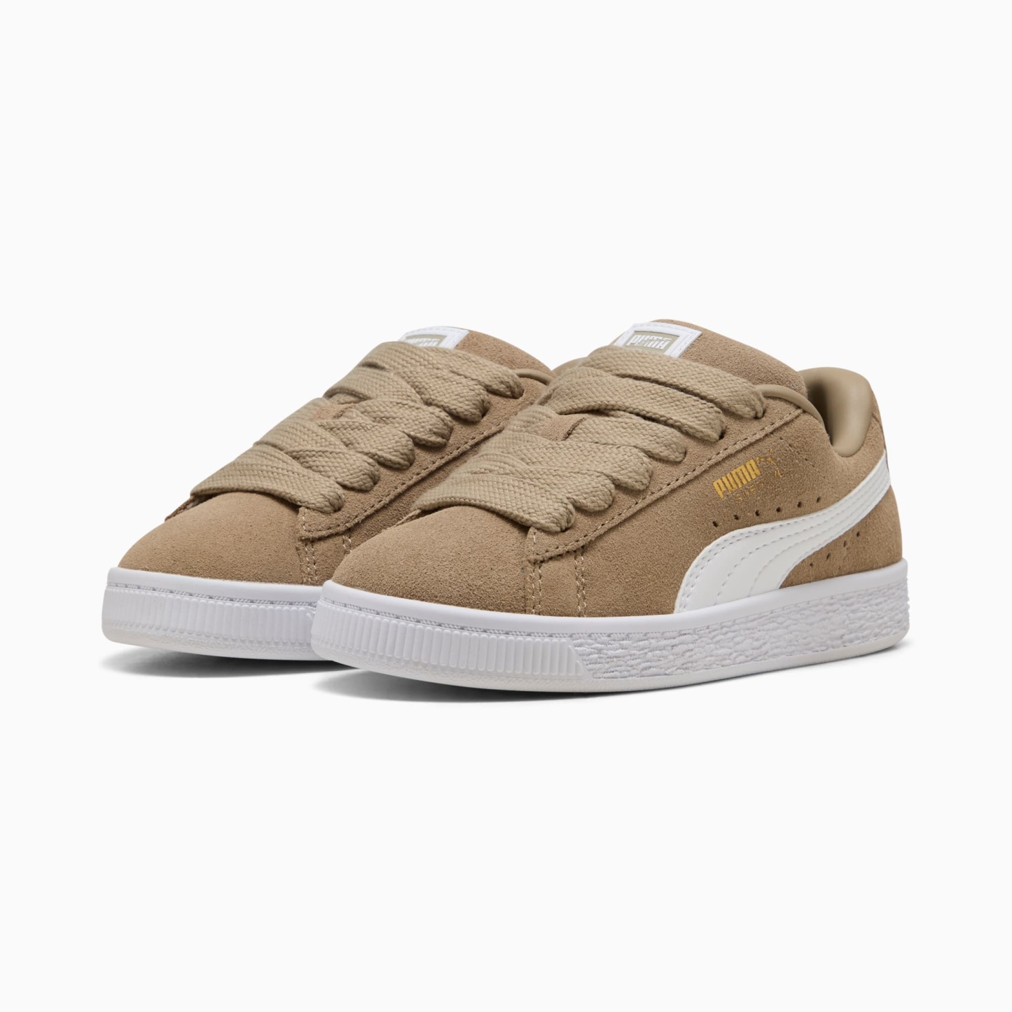 Suede XL Kids' Sneakers – Ice Coffee-PUMA White