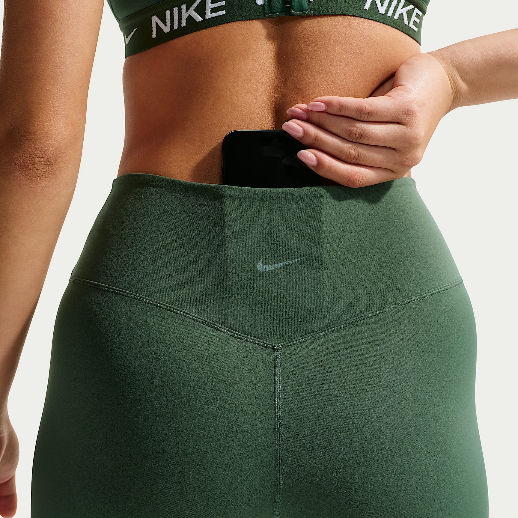 Nike Zenvy Women's High-Waisted Full-Length Leggings with No Front Seam – Fir/White