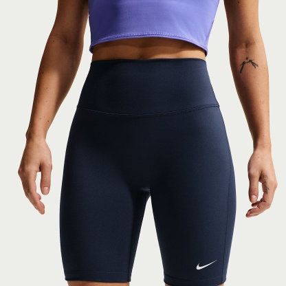 Nike One Women's High-Waisted 20.5cm (approx.) Biker Shorts – Midnight Navy/White