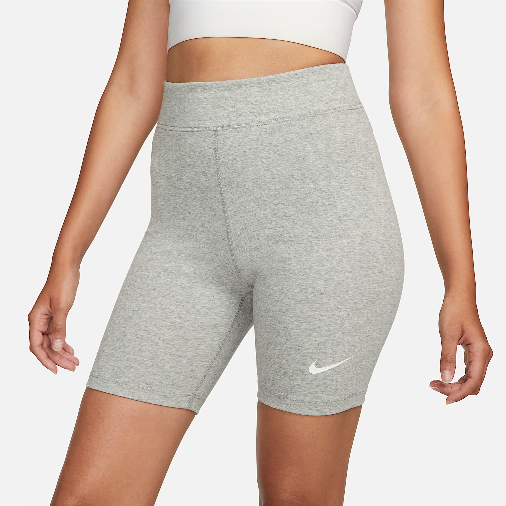 Nike Sportswear Classic Women's High-Waisted 20.5cm (approx.) Biker Shorts – Dark Grey Heather/Sail