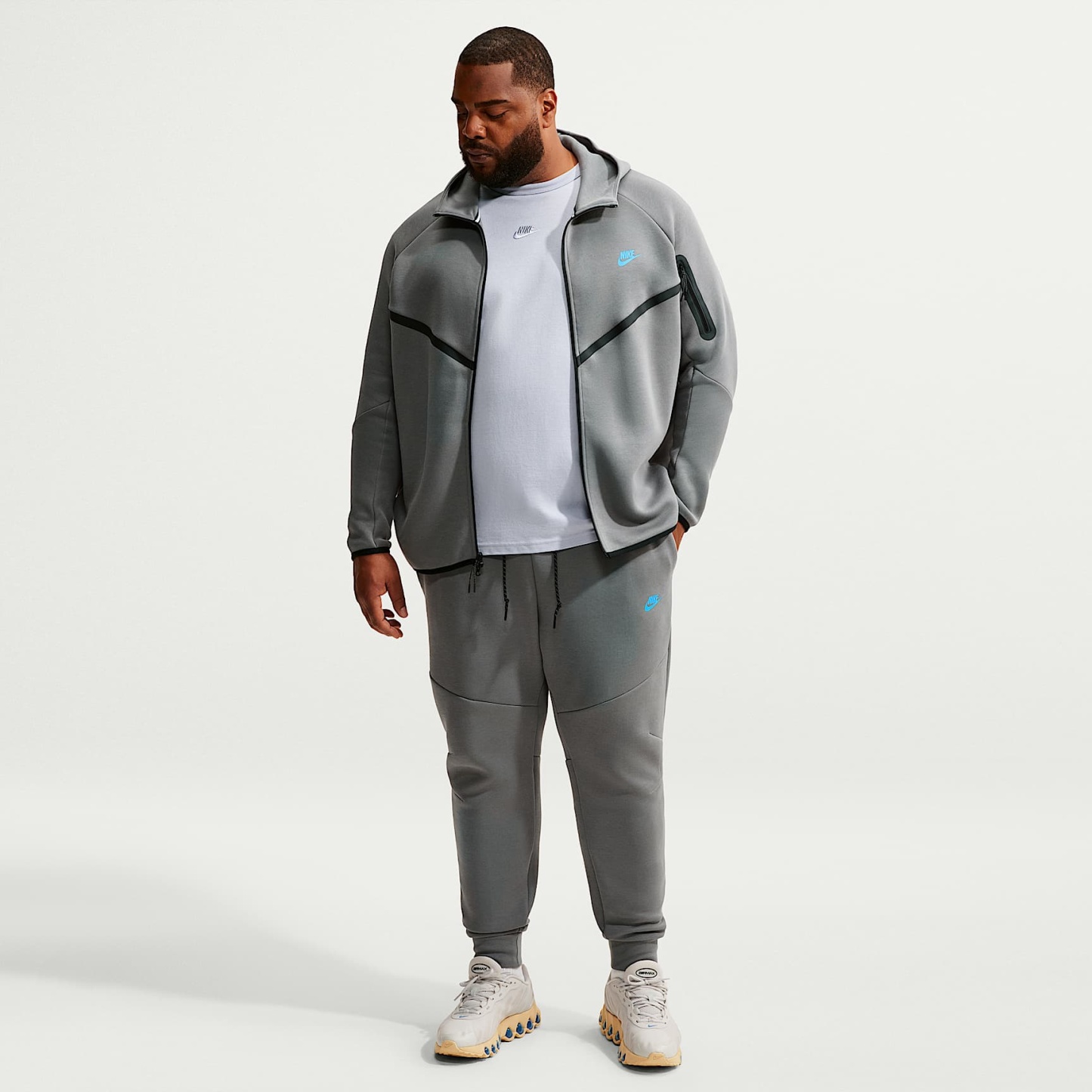 Nike Tech Men's Fleece Windrunner Full-Zip Jacket – Smoke Grey/Football Blue