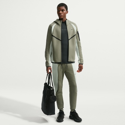 Nike Tech Men's Colour-Block Full-Zip Fleece Windrunner Jacket – Silver Sage/Jade Horizon/Black