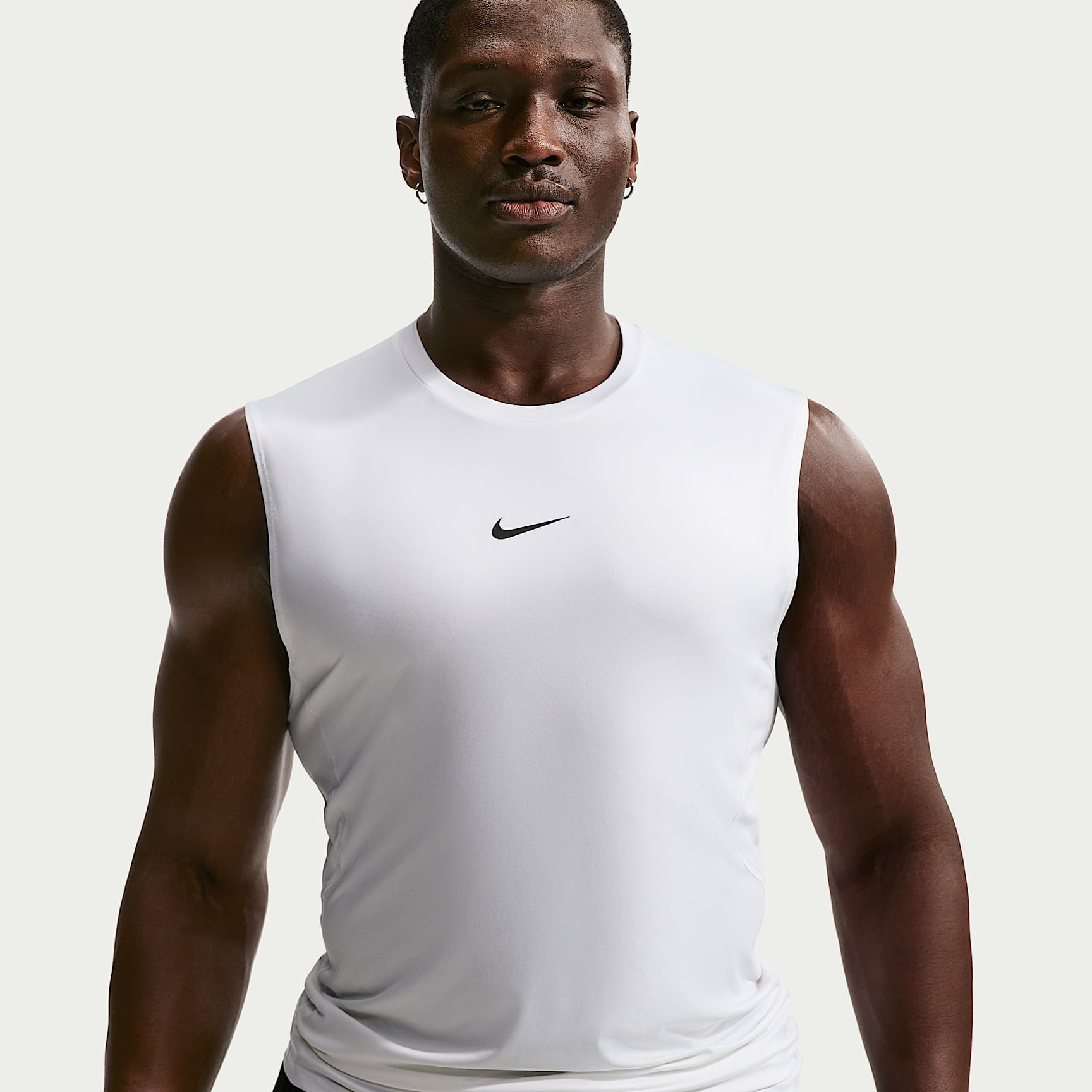 Nike Pro Men's Dri-FIT Tight Sleeveless Fitness Top – White/Black