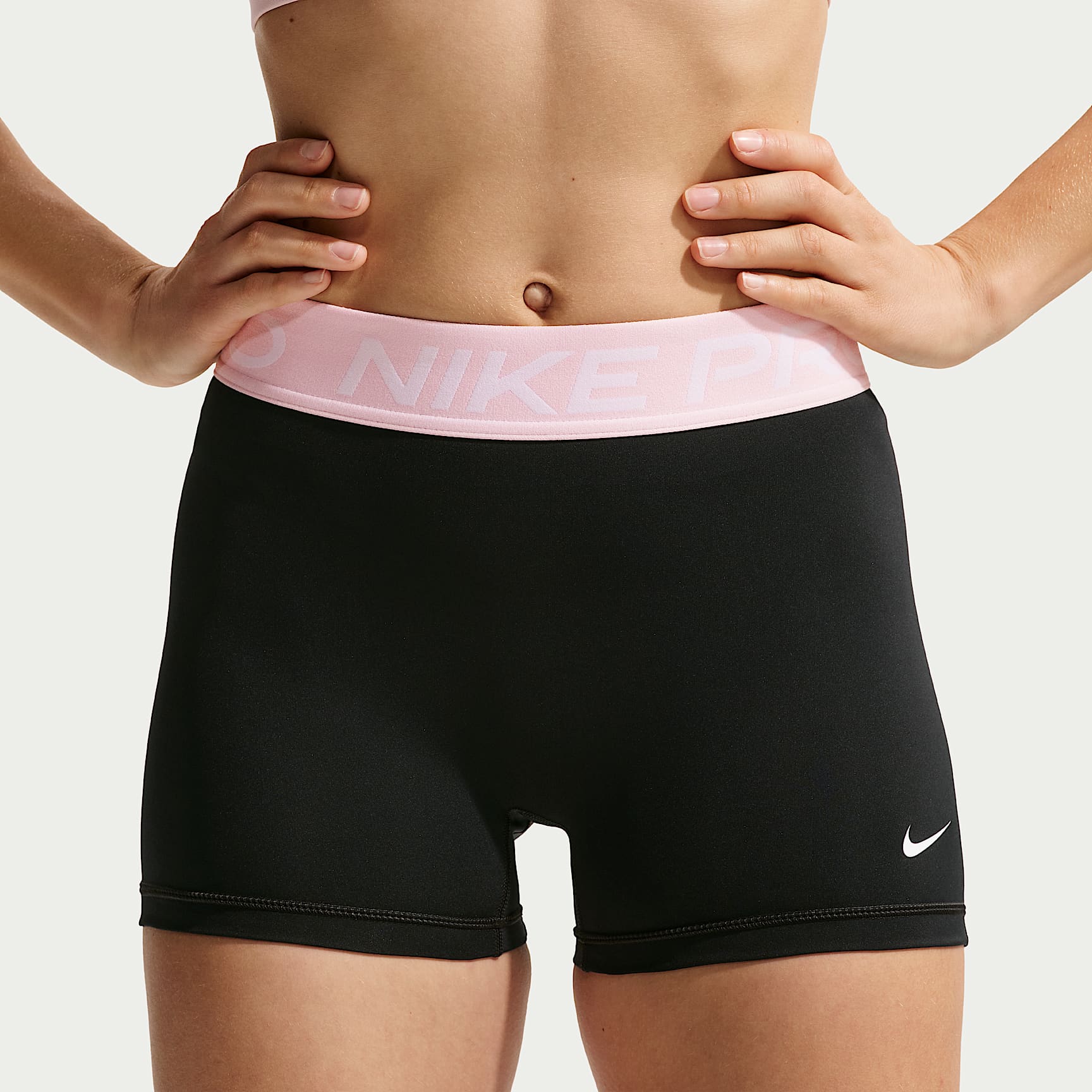 Nike Pro Women's Mid-Rise 7.5cm (approx.) Biker Shorts – Black/Pink Foam/White