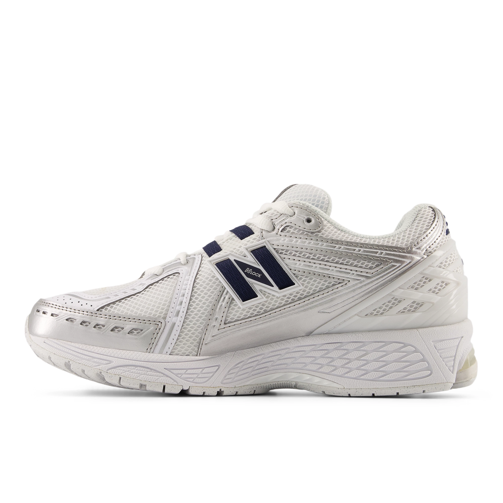 1906R – White with NB Navy and Silver Metallic
