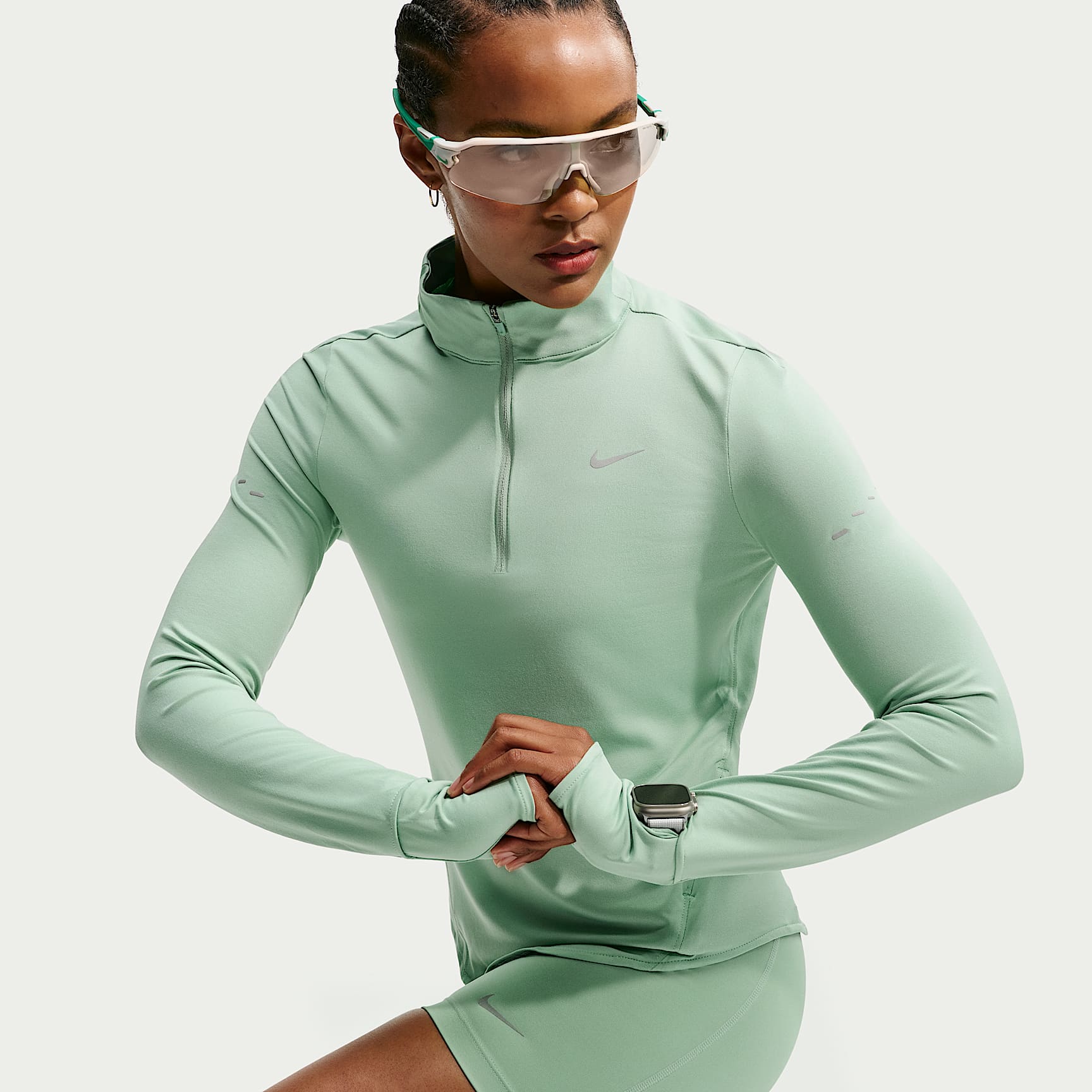 Nike Swift Women's Dri-FIT UV 1/4-Zip Running Top – Steam