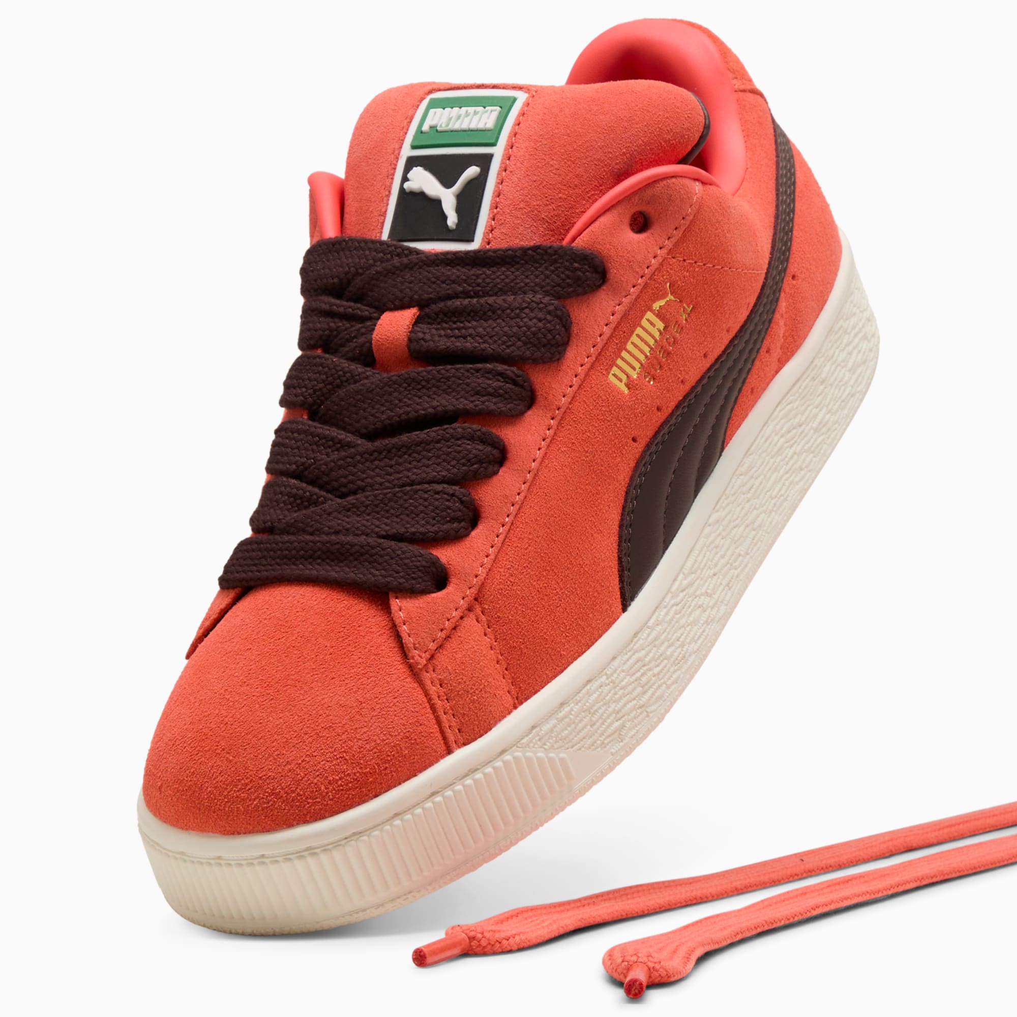 Suede XL Sneakers Unisex – Red Glamour-Chocolate Brown