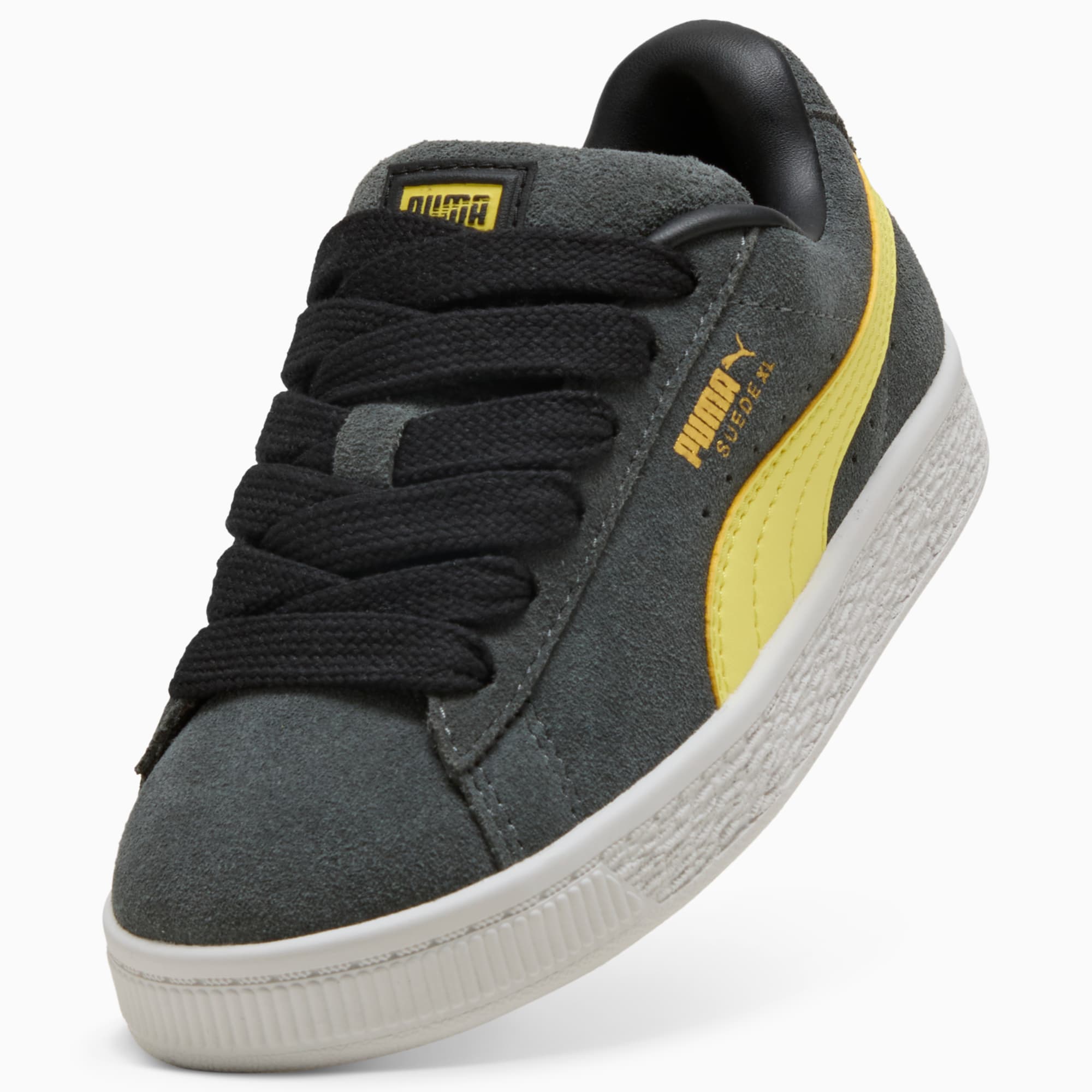Suede XL Kids' Sneakers – Shadow Gray-Lemon Meringue