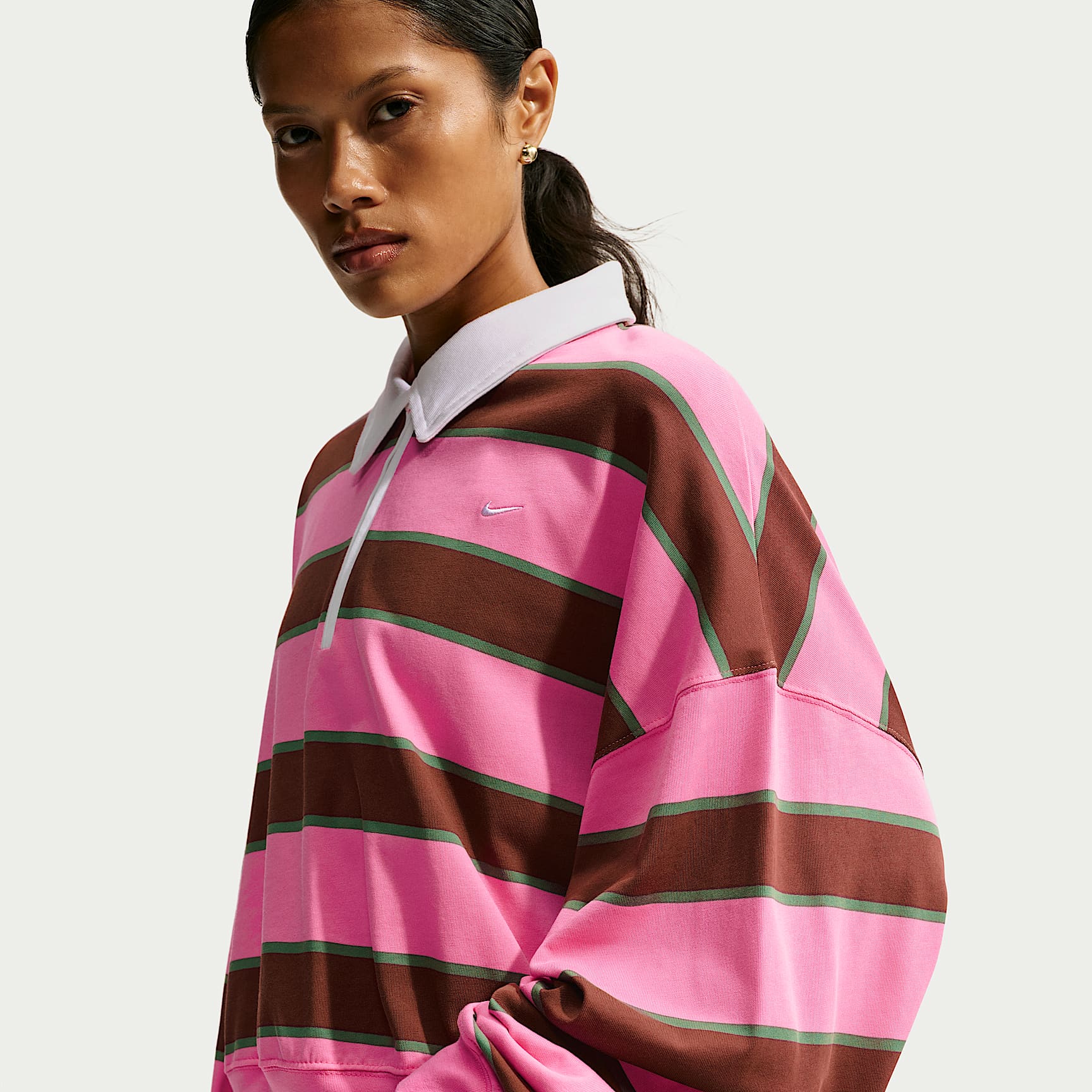 Nike Sportswear  Women's 1/4-Zip Sweatshirt – Pinksicle/Pine Green/Cacao Wow
