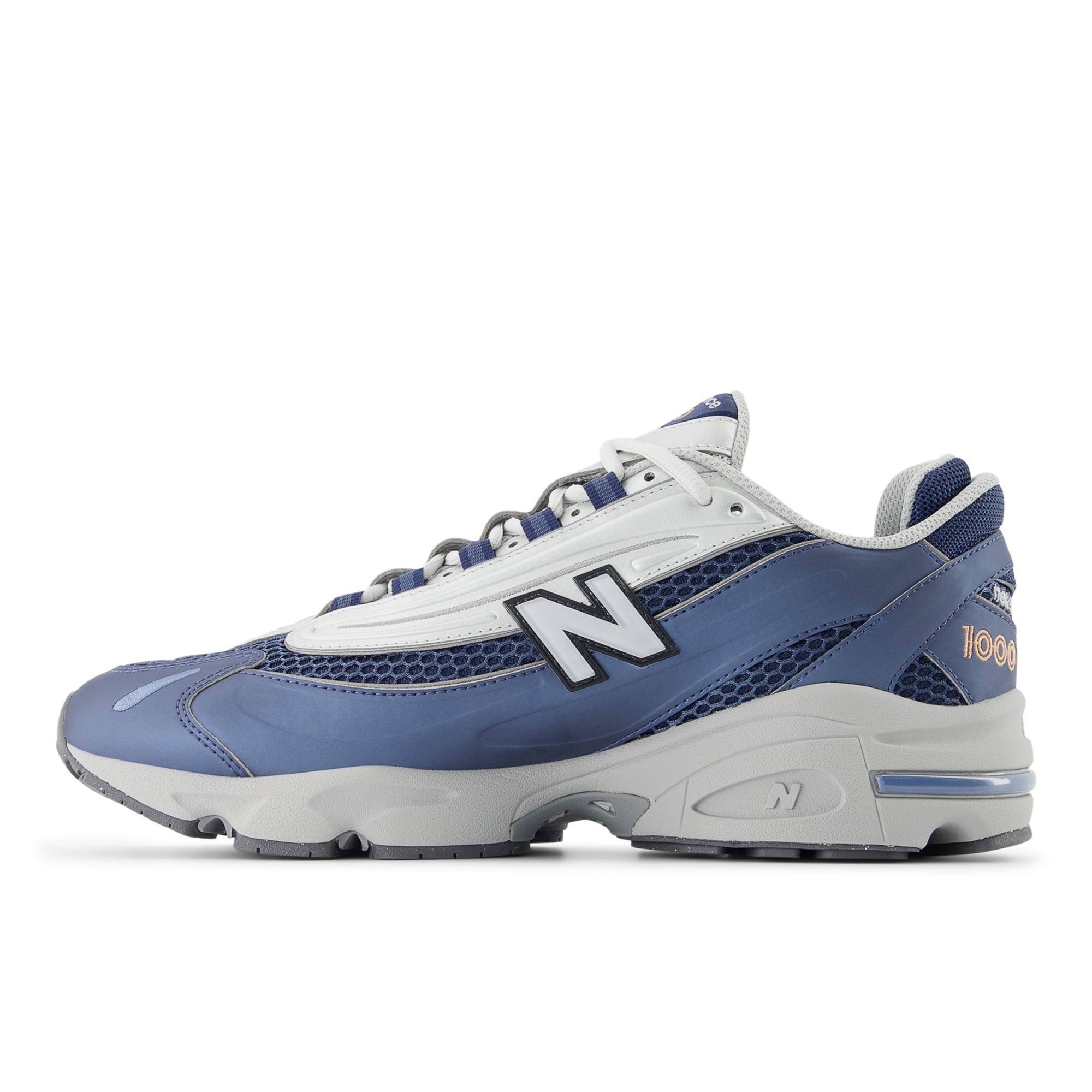 1000 – Vintage Indigo with Light Silver Metallic and Peach Nectar