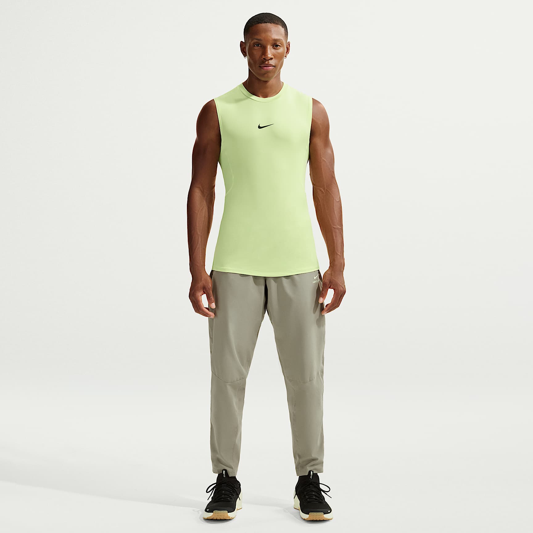 Nike Pro Men's Dri-FIT Tight Sleeveless Fitness Top – Light Liquid Lime/Black