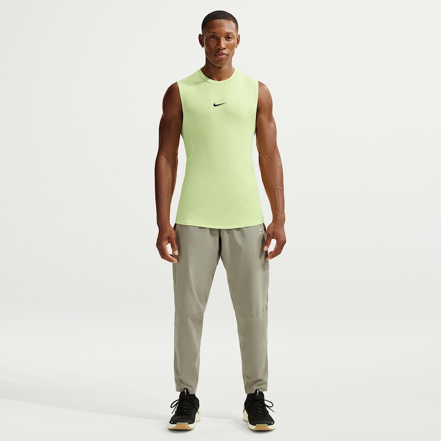 Nike Pro Men's Dri-FIT Tight Sleeveless Fitness Top – Light Liquid Lime/Black