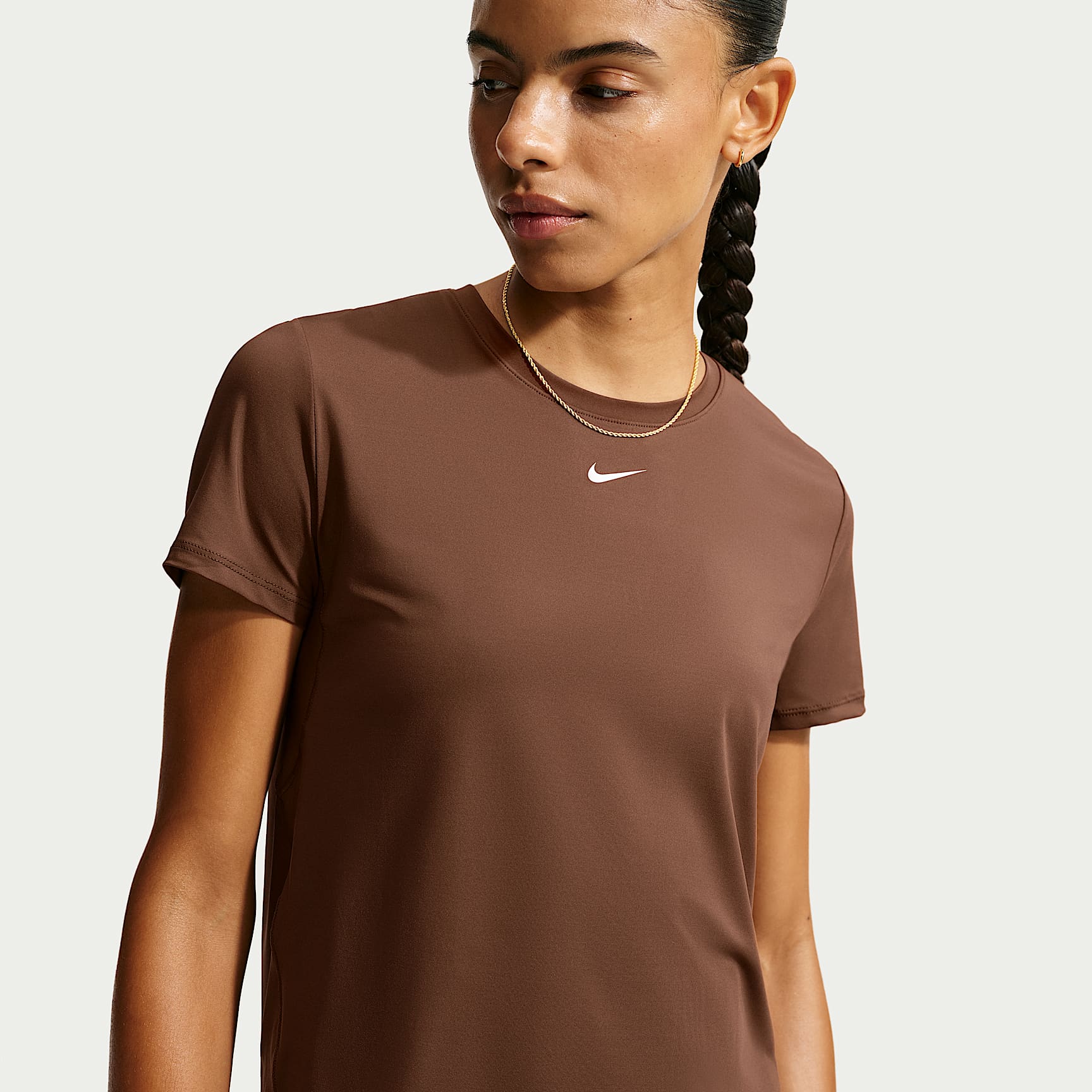 Nike One Classic Women's Dri-FIT Short-Sleeve Top – Cacao Wow/White