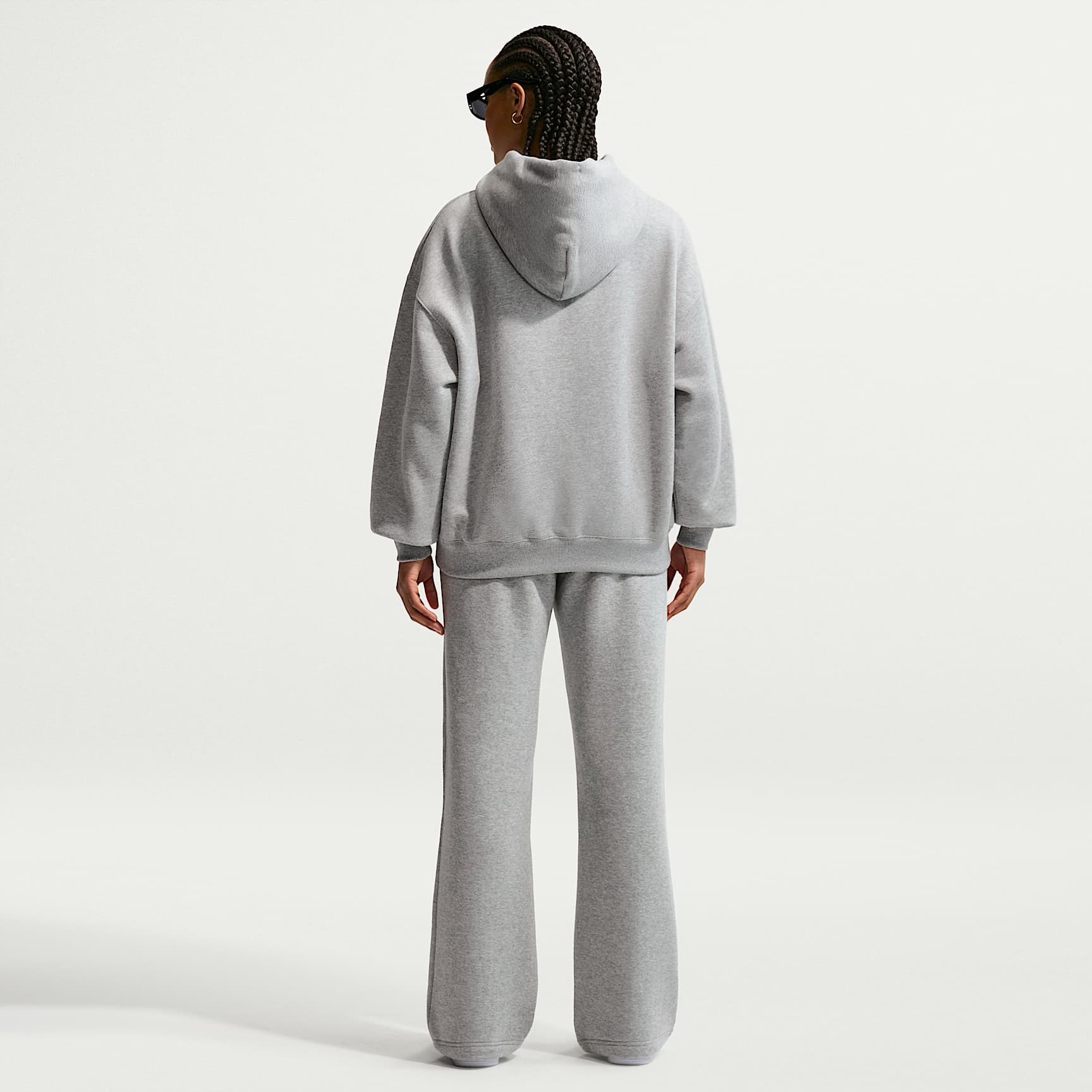 Nike Studio Fleece Medium Weight Women's Oversized Full-Zip Hoodie – Dark Grey Heather/Sail