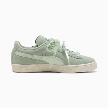 Suede Bloom Sneakers Women – Soft Grass-Sage Glow