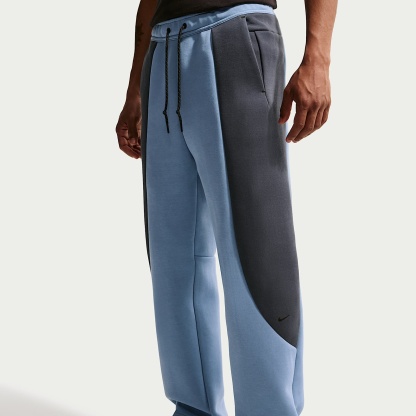 Nike Tech Men's Colour-Block Open-Hem Fleece Trousers – Work Blue/Thunder Blue/Black