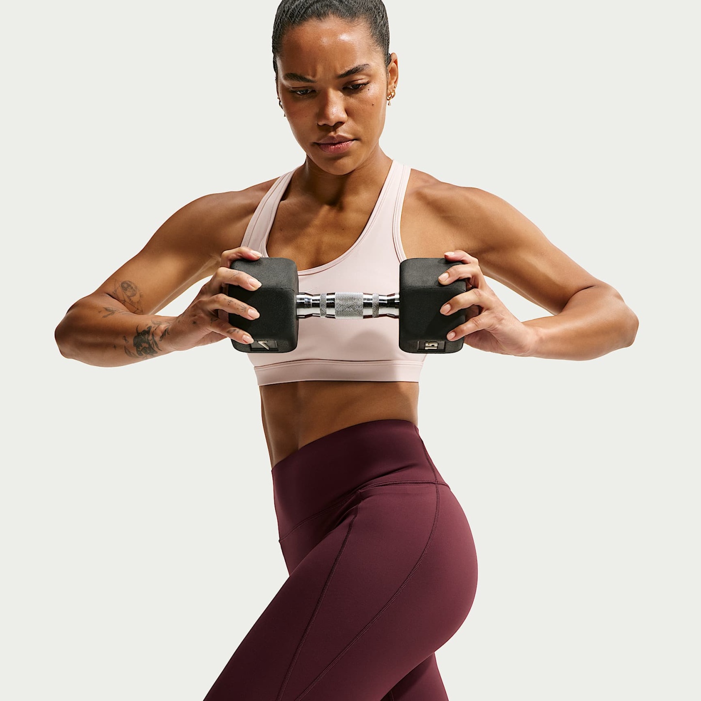 Nike Universa Women's High-Waisted 7/8 Leggings with No Front Seam – Mystic Dates/Mystic Dates/Burgundy Crush