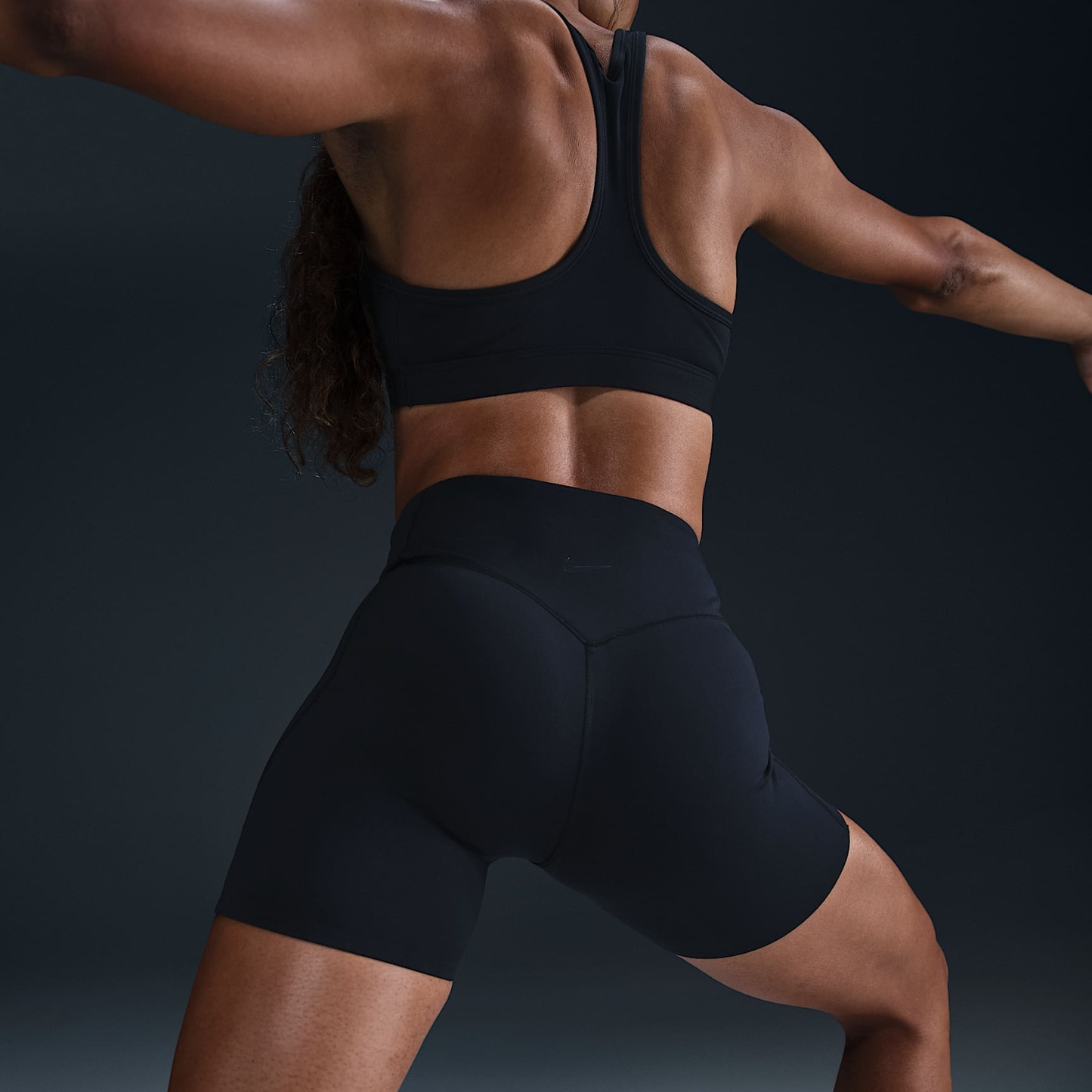Nike Universa Women's High-Waisted 12.5cm (approx.) Biker Shorts with No Front Seam – Black/Anthracite/Dark Smoke Grey