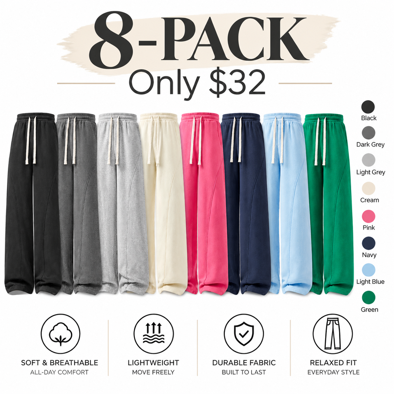 Fabricflora Unisex Curved-Seam Fleece Sweatpants