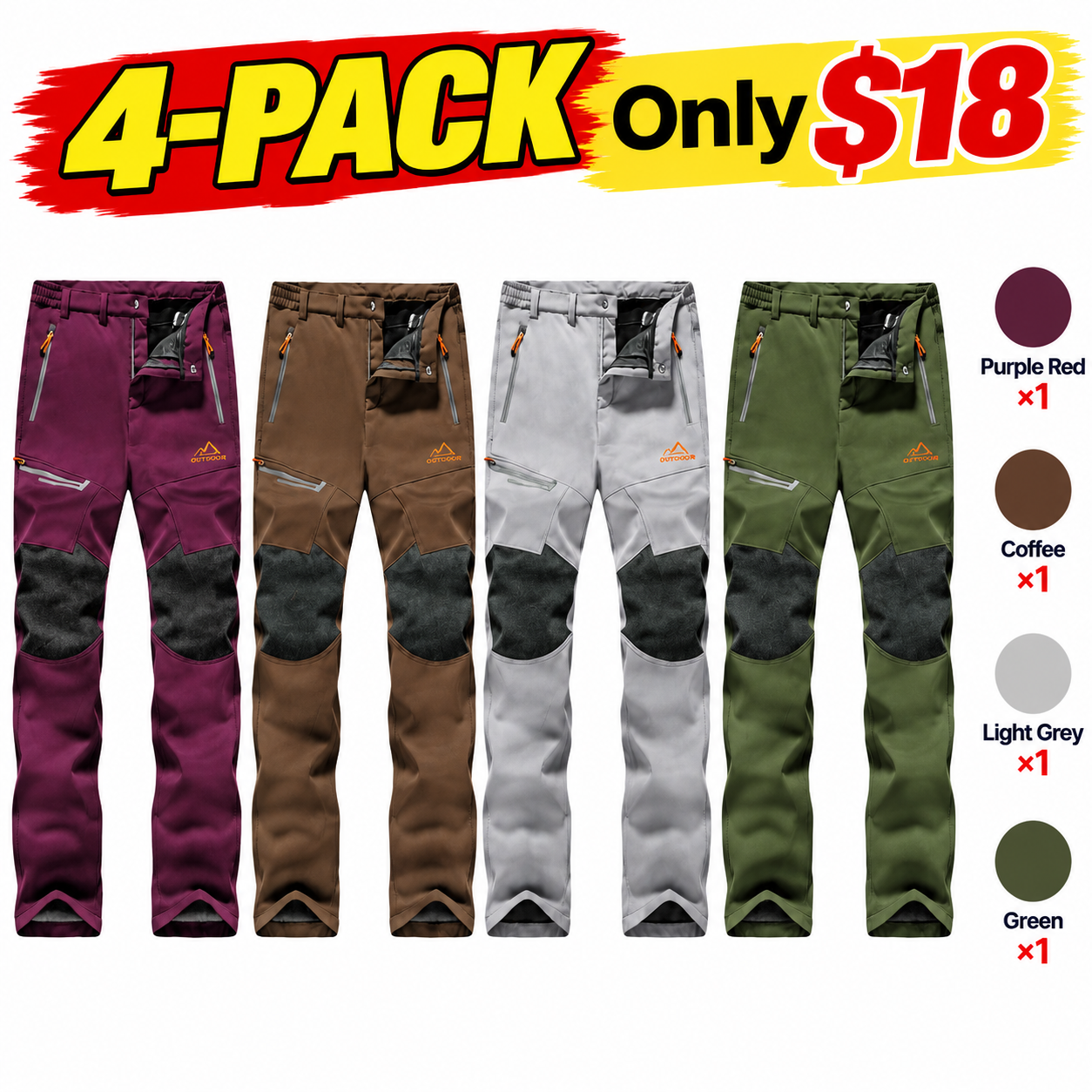 Men's Fleece-Lined Outdoor Pants – Water-Resistant Winter Trousers