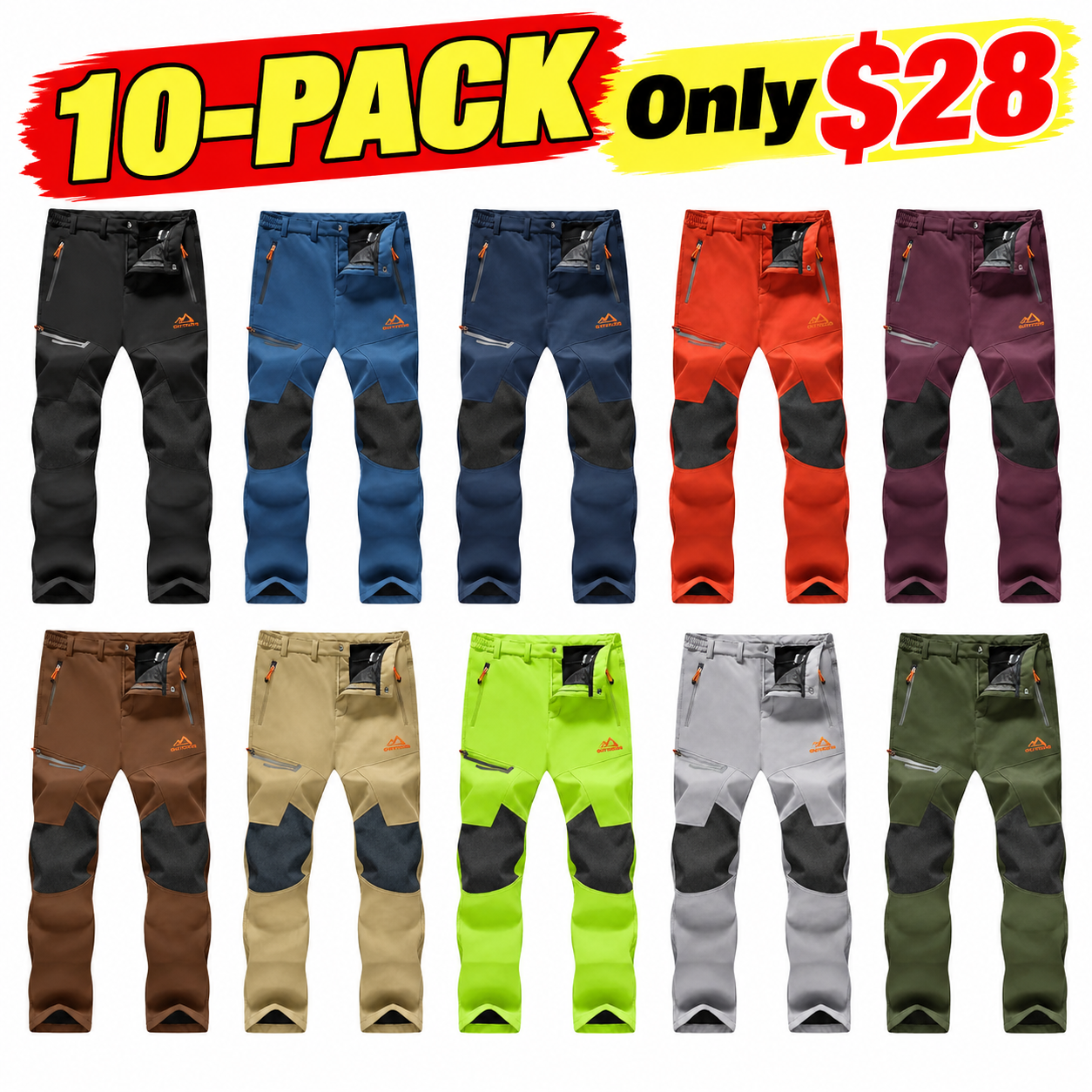 Men's Fleece-Lined Outdoor Pants – Water-Resistant Winter Trousers