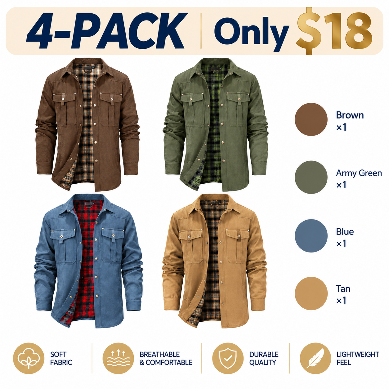 Men's Plaid Flannel-Lined Shacket – Vintage Western Style