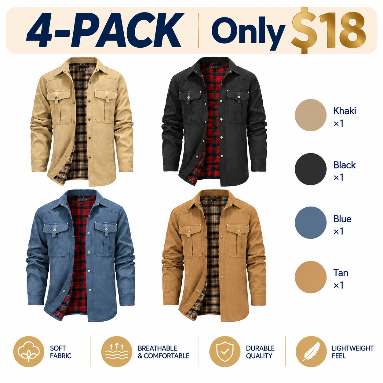 Men's Plaid Flannel-Lined Shacket – Vintage Western Style