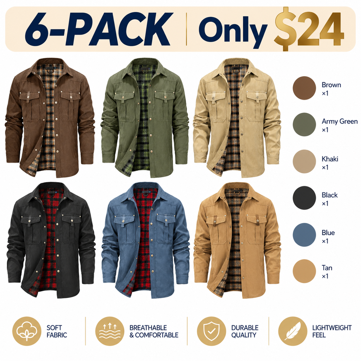 Men's Plaid Flannel-Lined Shacket – Vintage Western Style