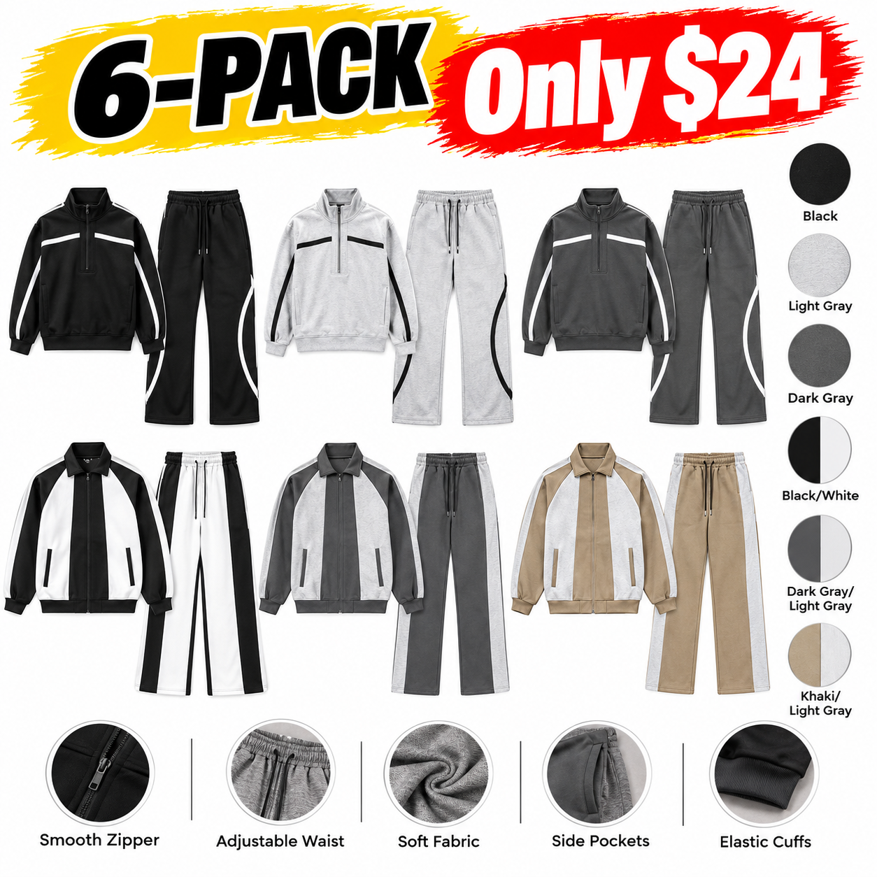 Men's Retro Mock Neck Tracksuit Set