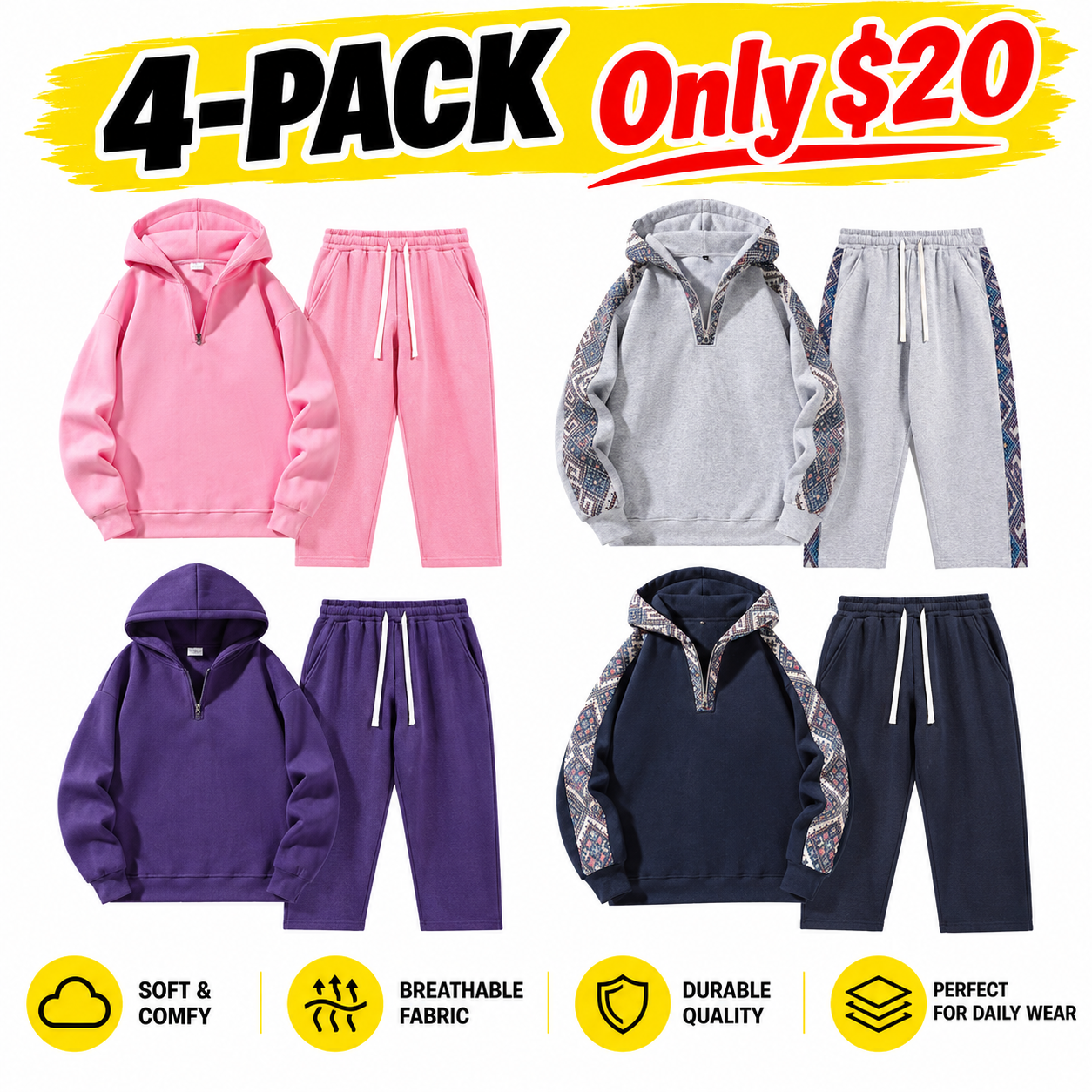 Men's Half-Zip Hoodie Sweatsuit Set
