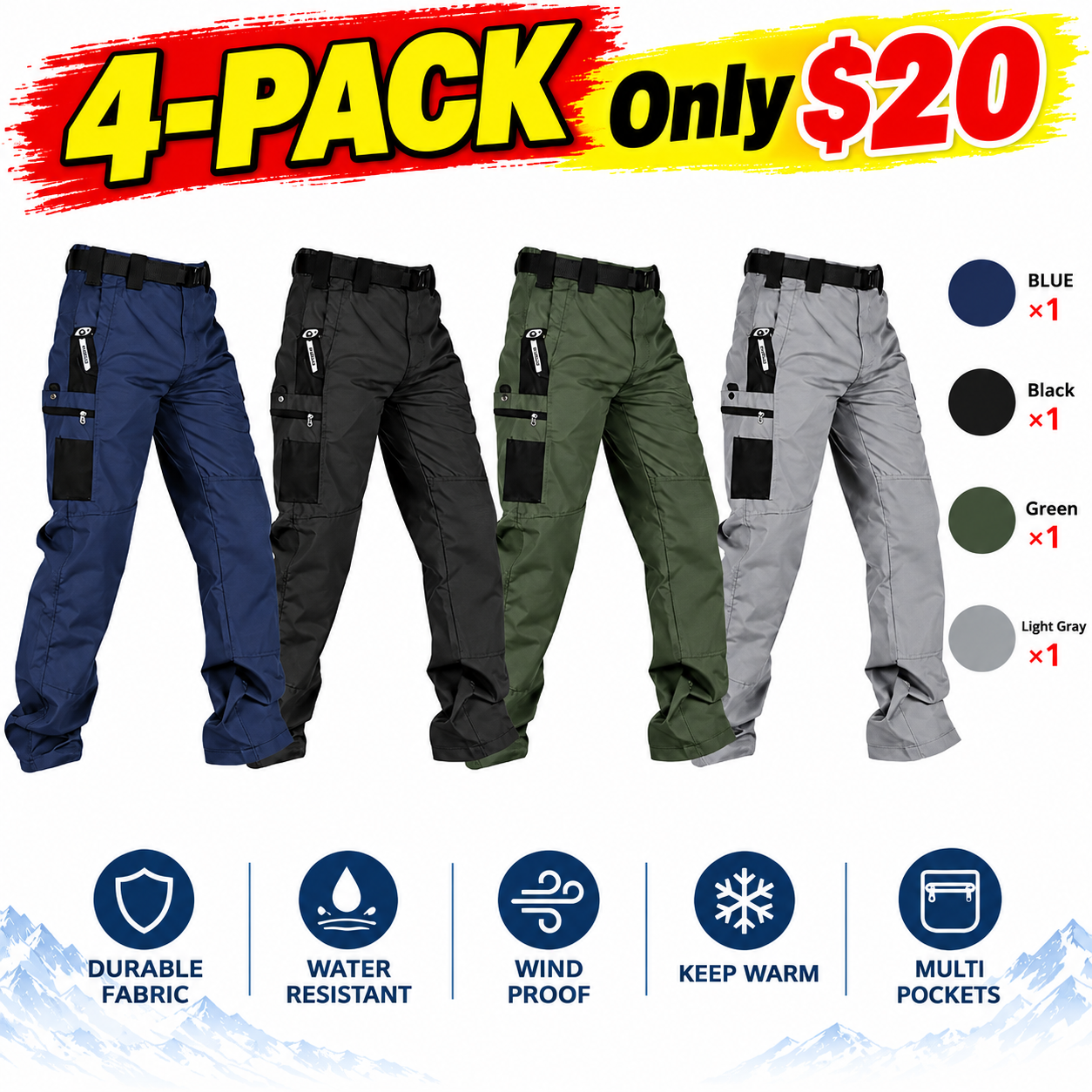 Men's Water-Resistant Tactical Cargo Pants