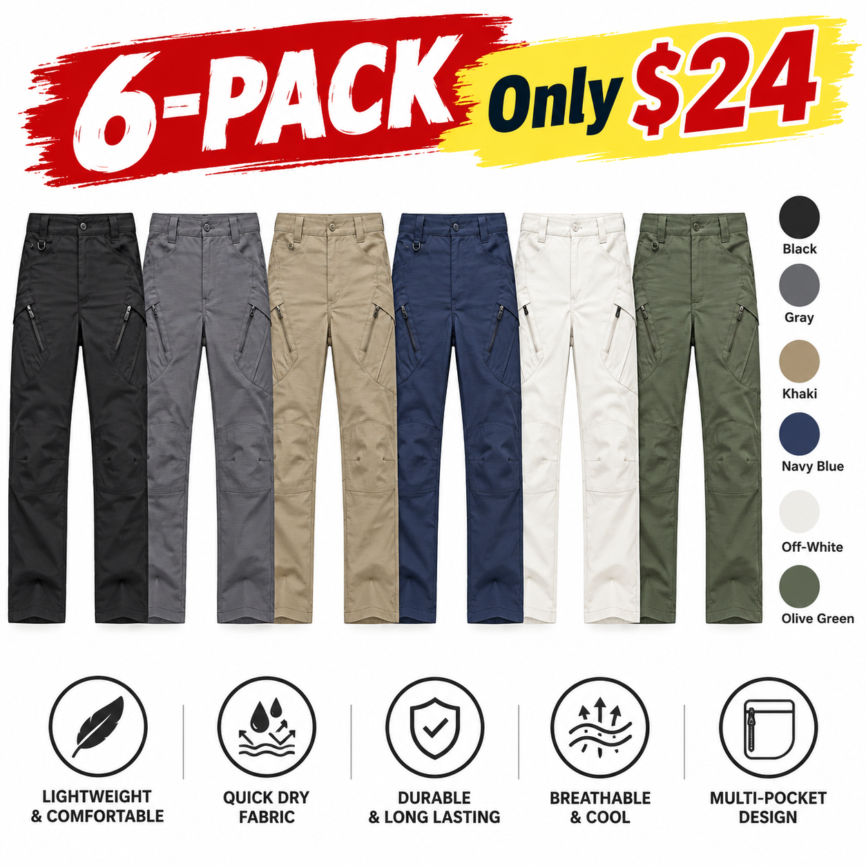 Men's Tactical Cargo Pants – Slim-Fit Utility Trousers