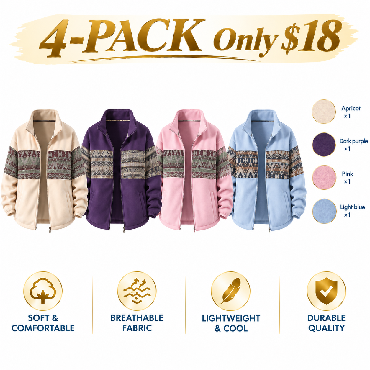 Men's Retro Ethnic Pattern Fleece-Lined Cardigan Jacket