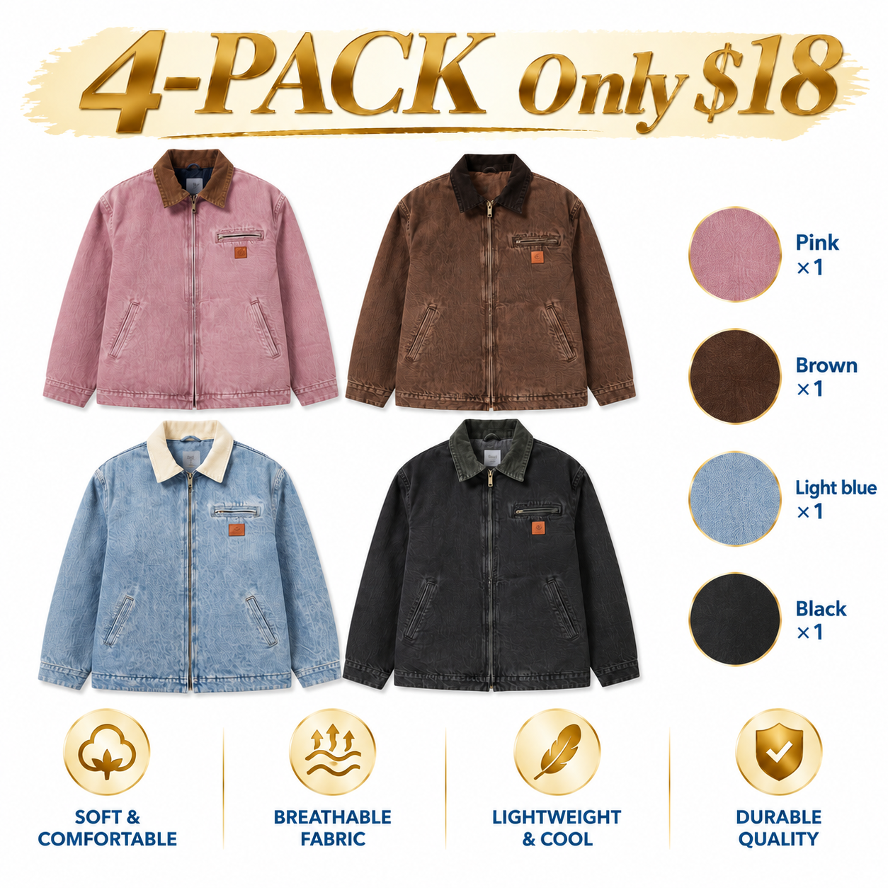 Women's Denim Barn Jacket – Classic Zip-Up Jacket