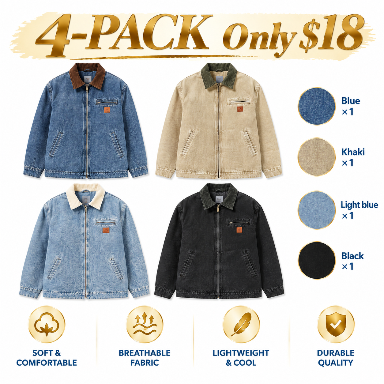 Women's Denim Barn Jacket – Classic Zip-Up Jacket