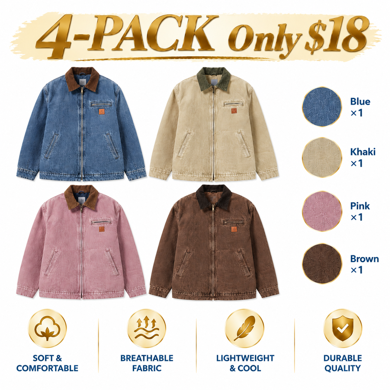 Women's Denim Barn Jacket – Classic Zip-Up Jacket