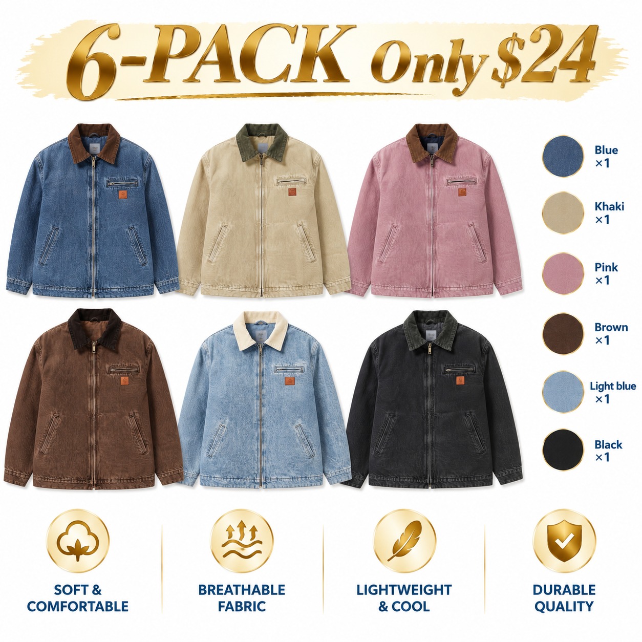 Women's Denim Barn Jacket – Classic Zip-Up Jacket