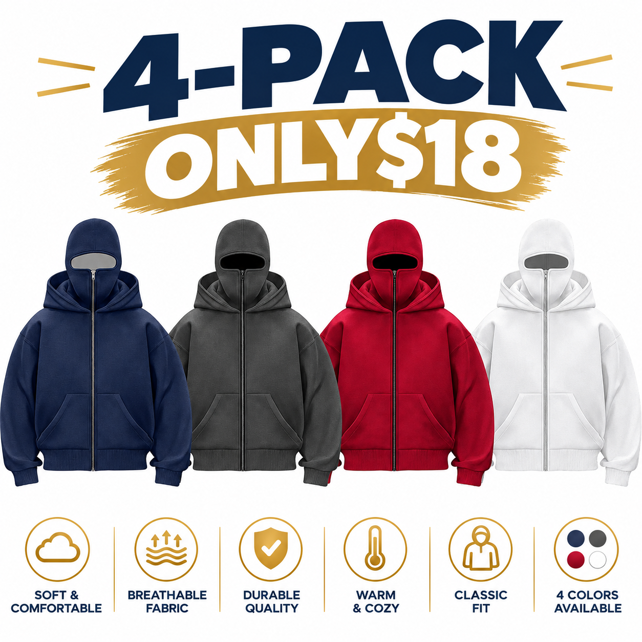 Men's Built-In Balaclava Zip Hoodie
