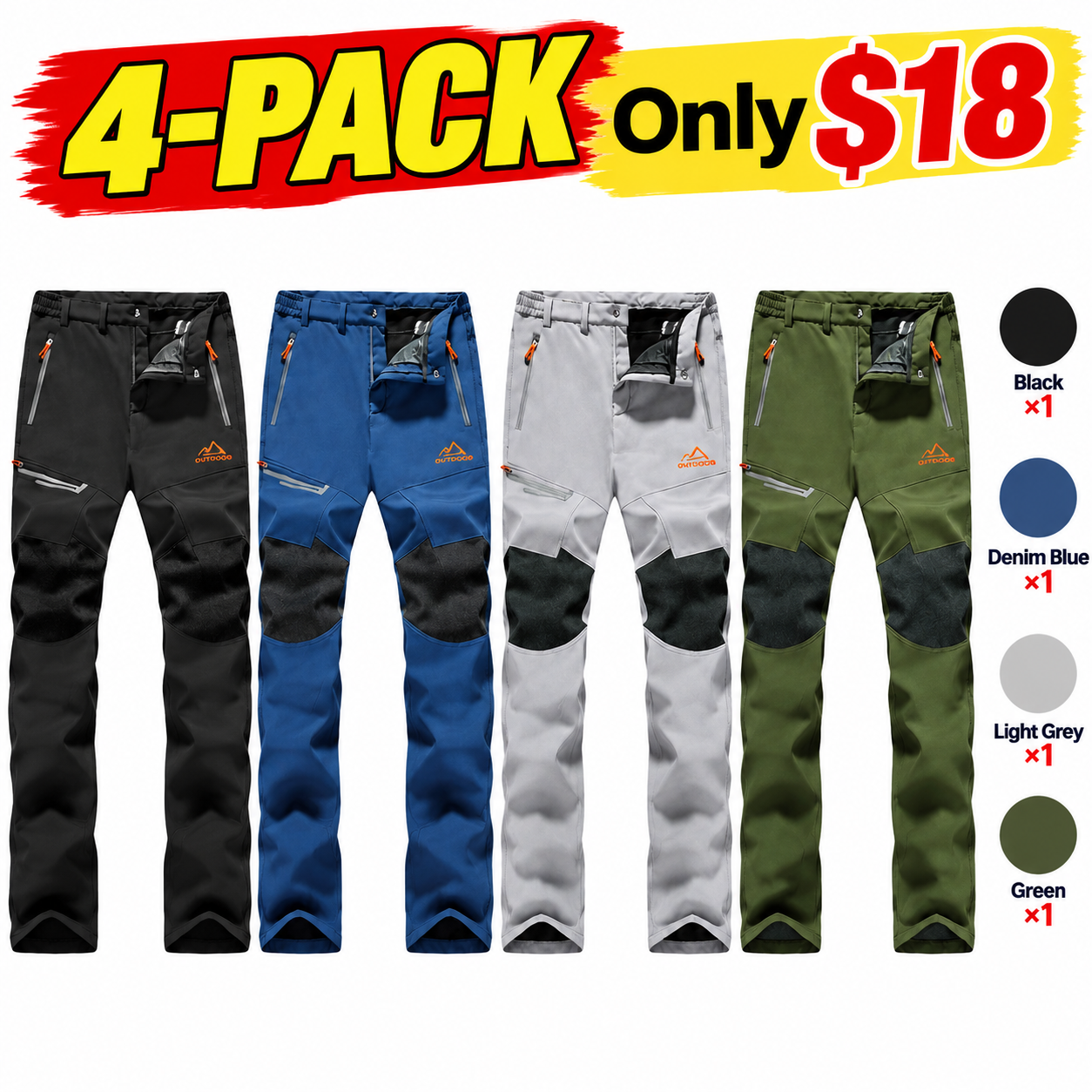 Men's Fleece-Lined Outdoor Pants – Water-Resistant Winter Trousers