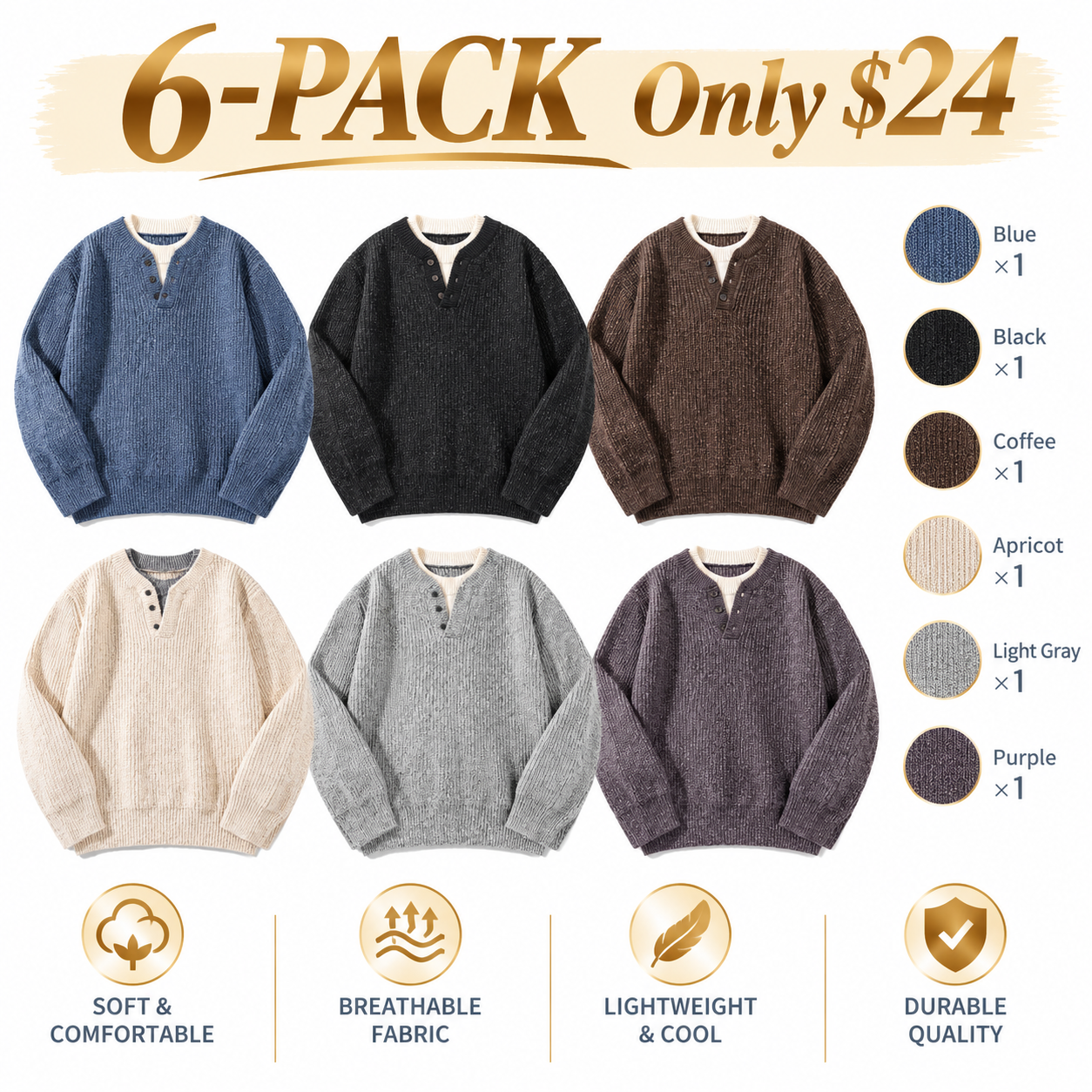 Men's Cable Knit Pullover Sweater – Retro Faux-Layered Style