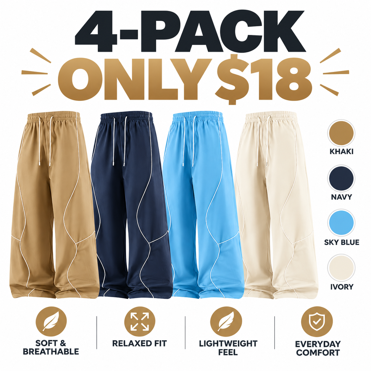 Men's Lightweight Striped Casual Pants – Relaxed Fit
