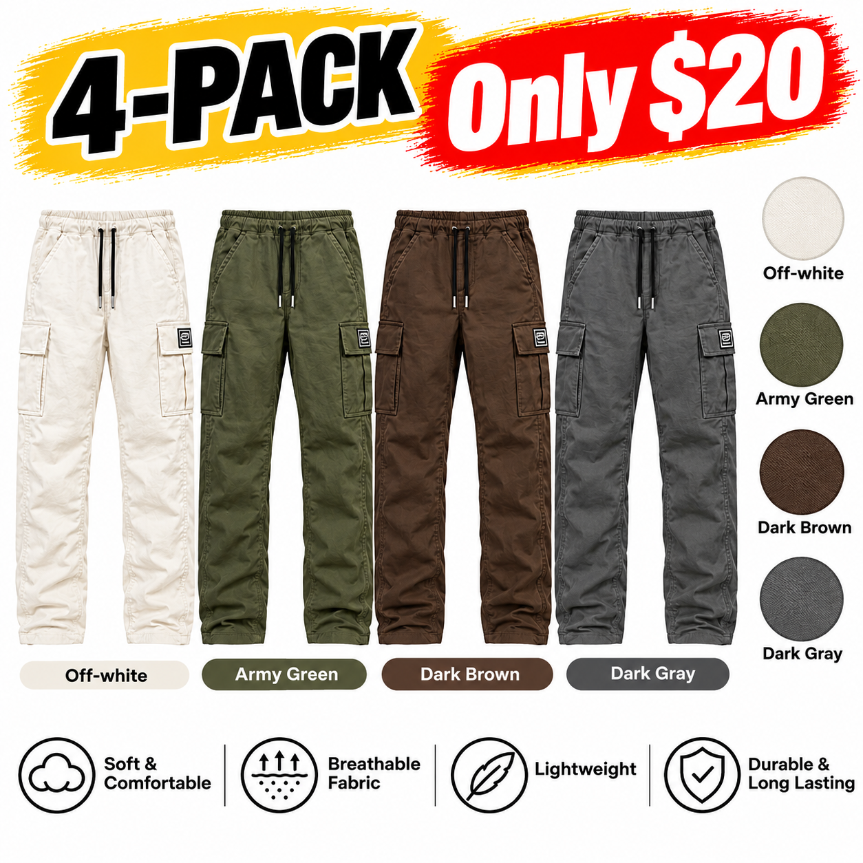 Men’s Relaxed-Fit Multi-Pocket Cargo Pants