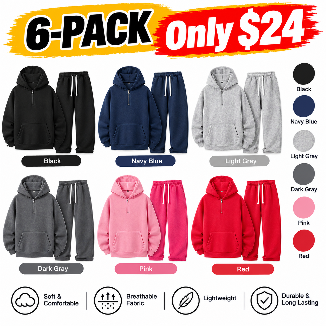 Men’s 2-Piece Relaxed Hooded Sweatshirt Set