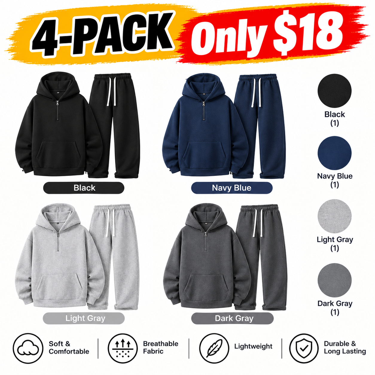 Men’s 2-Piece Relaxed Hooded Sweatshirt Set