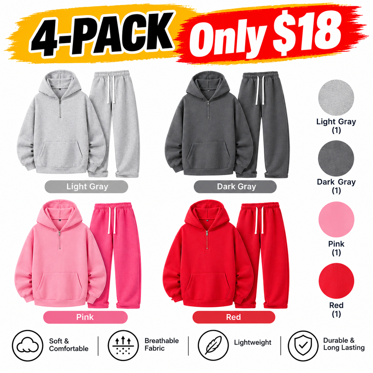 Men’s 2-Piece Relaxed Hooded Sweatshirt Set