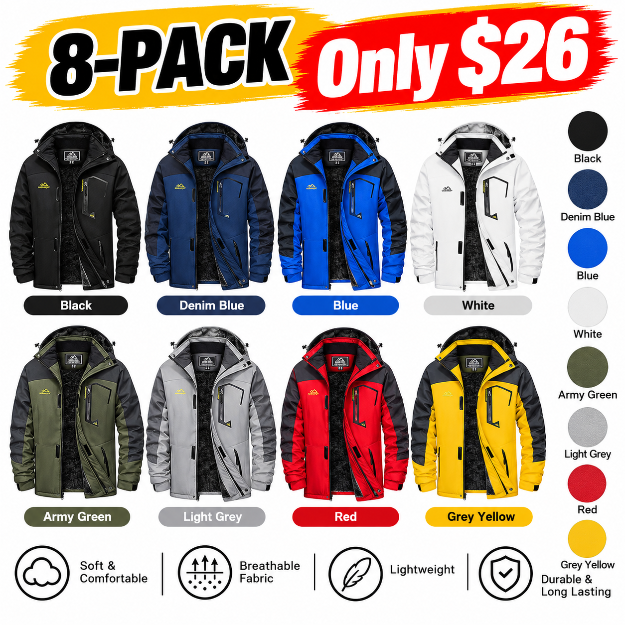 Men’s Waterproof Fleece-Lined Winter Outdoor Jacket