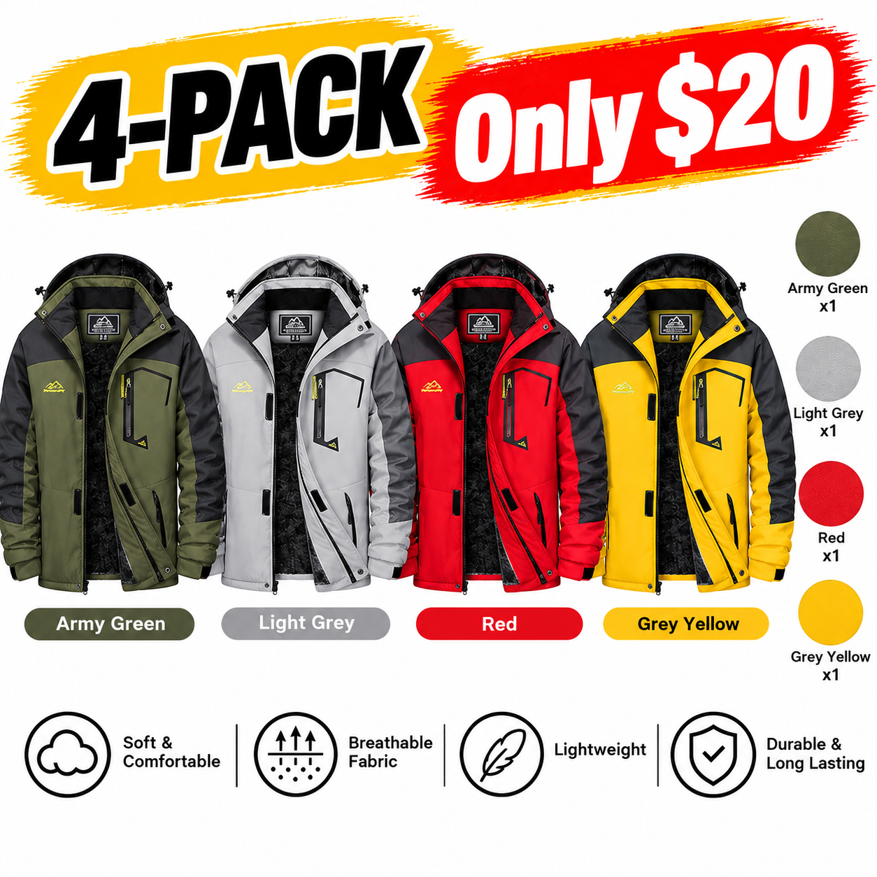 Men’s Waterproof Fleece-Lined Winter Outdoor Jacket