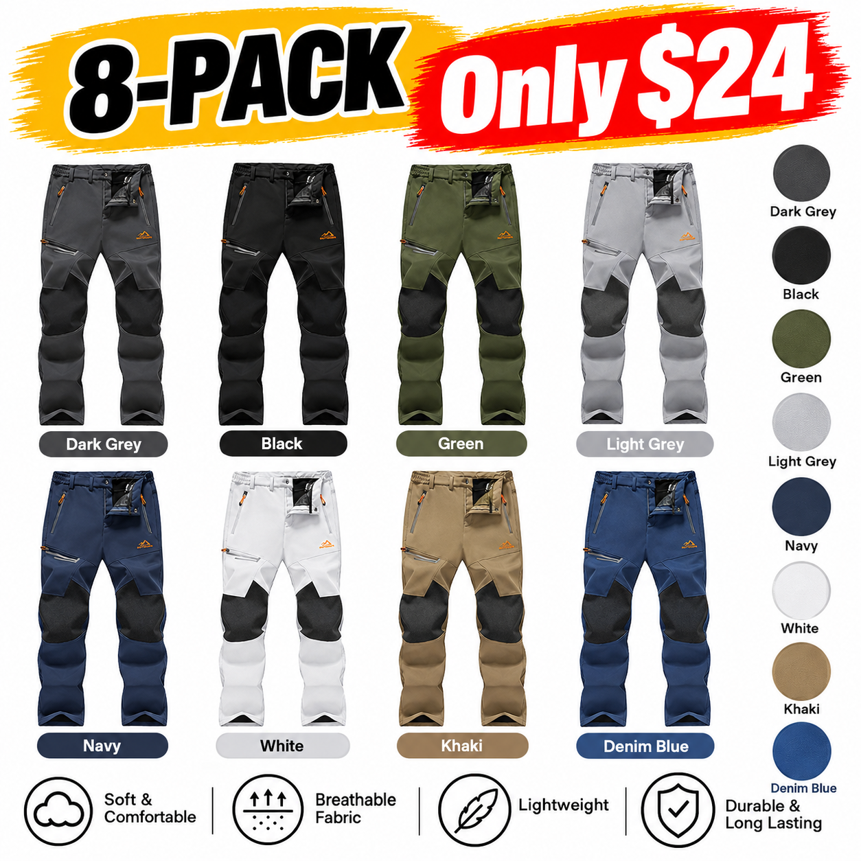 Men's Fleece-Lined Water-Resistant Snow Pants