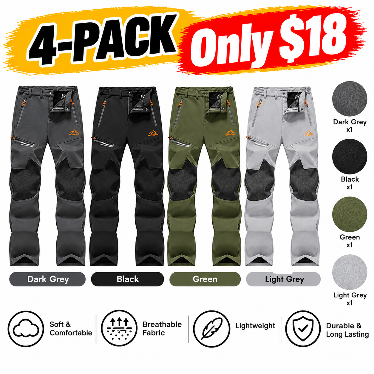 Men's Fleece-Lined Water-Resistant Snow Pants