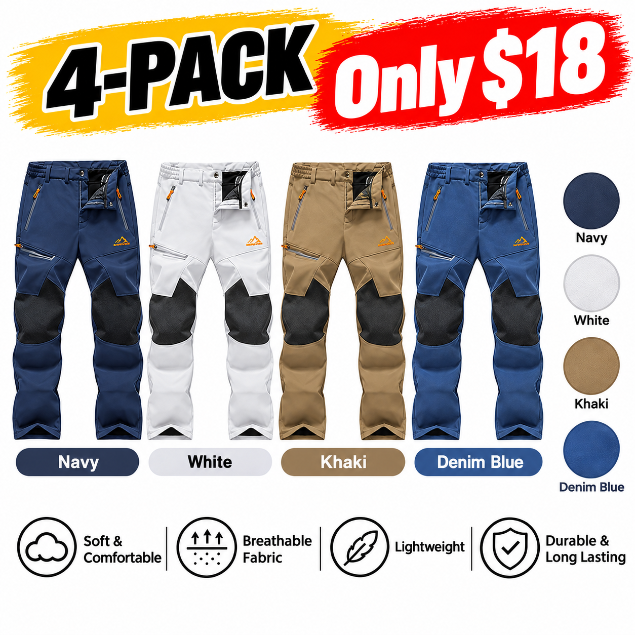 Men's Fleece-Lined Water-Resistant Snow Pants